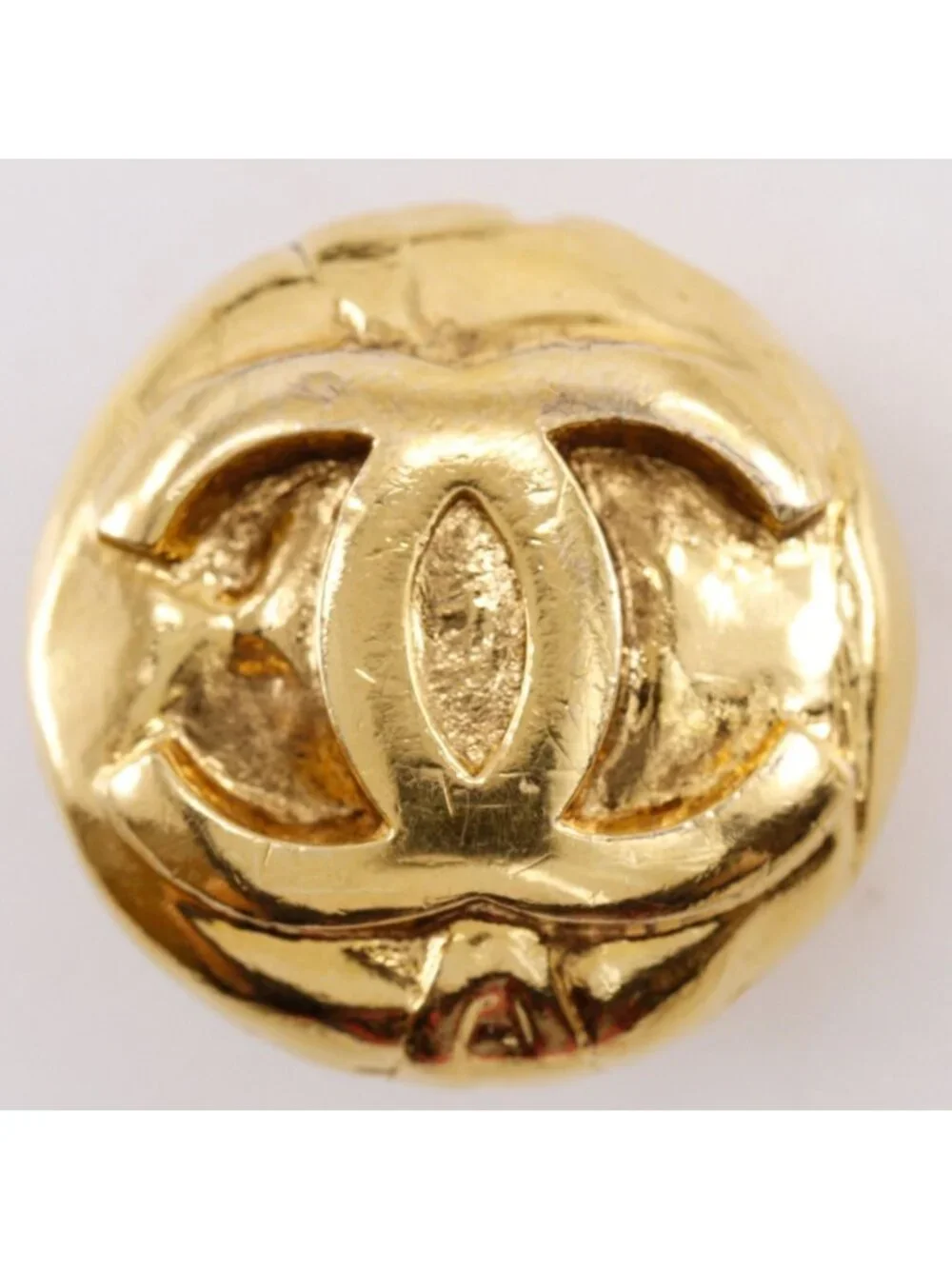 Chanel CC Logo Vintage Gold Plated Earrings